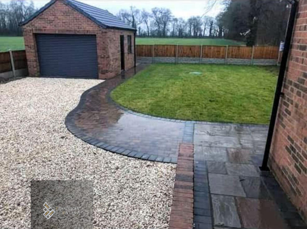 Finished block paving following full ground preparation Completed block paving driveway with drainage and edge detailing in Doncaster
